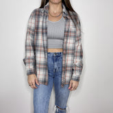 Flannel - Small - Grey/Orange/White Flannel - 4 DOTS